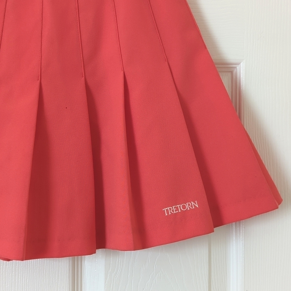 Tretorn 80's Vintage Classic Pleated High Waisted Mini Tennis Skirt Hot Coral 8 - Picture 3 of 10